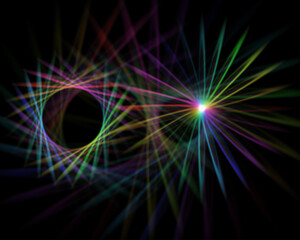 Abstract background with glowing circles. Illustration design made of colorful glowing lines composition.