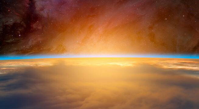 Planet Earth with a spectacular sunset "Elements of this image furnished by NASA"