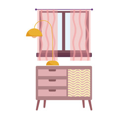 home interior table lamp window furniture isolated design icon white background