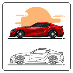 Naklejka premium sport car red color side view easy editable