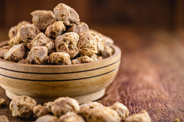 chunky textured soy, vegan meat substitute. Brazilian soy rich in protein.