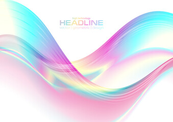 Colorful holographic foil abstract liquid waves futuristic background. Vector design