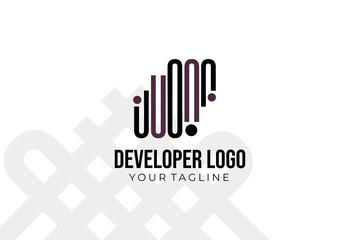 Isolated Abstract black and purple Developer Logo Template