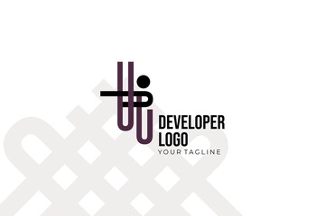 Isolated Abstract black and purple Developer Logo Template