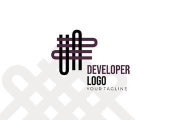 Obraz premium Isolated Abstract black and purple Developer Logo Template