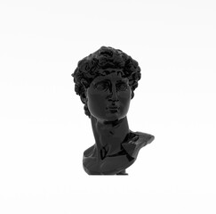 David head sculpture in classical antique style isolated on white background. 3D rendered illustration in vaporwave style.