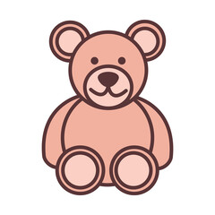 baby teddy bear toy, object newborn template line and fill design icon