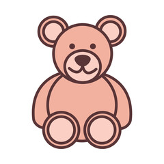baby teddy bear toy, object newborn template line and fill design icon