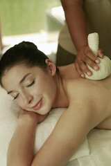 Fototapeta na wymiar Woman enjoying a back massage
