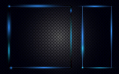 vector illustration of the glowing frame for a design element, advertising, promotion, banner, or poster with blue energy.