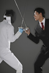 Two men dueling