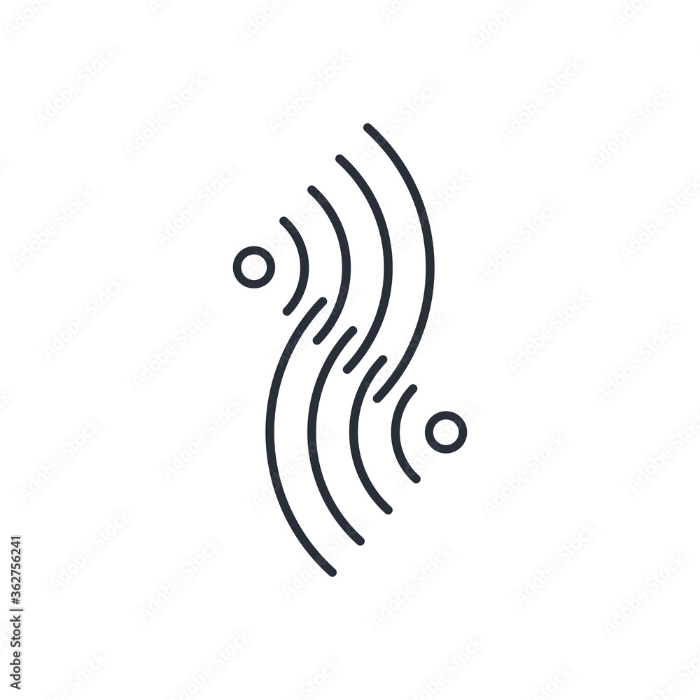 Poster sensor the waves. vector linear icon isolated on white background.