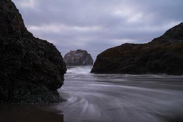 Face Rock in Bandon, Oregon, a famous rock formation. Long exposure. 