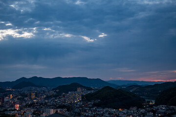 都市景観　長崎市の夕暮れ