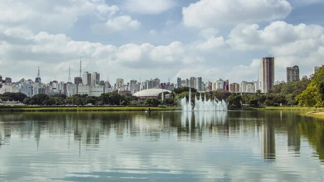Timelapse of water sources in Ibirapuera park, Sao Paulo, Brazil