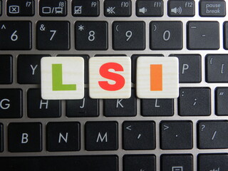 Abbreviation LSI (Latent Semantic Indexing) on keyboard background