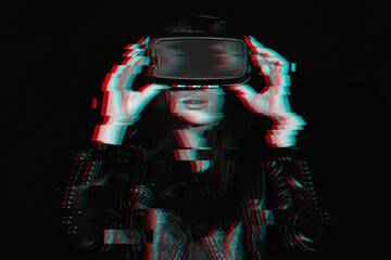 portrait of a girl wearing virtual reality glasses