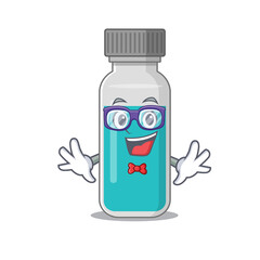 A caricature drawing of nerd medical test bottle wearing weird glasses