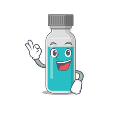 Medical test bottle cartoon mascot design with Okay finger poses