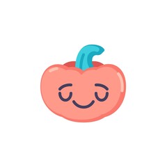 Anxious pumpkin smiley flat icon, vector sign, relieved pumpkin face emoji colorful pictogram isolated on white. Symbol, logo illustration. Flat style design