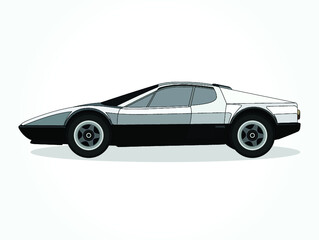 Obraz premium detailed body and rims of a flat colored car cartoon vector illustration