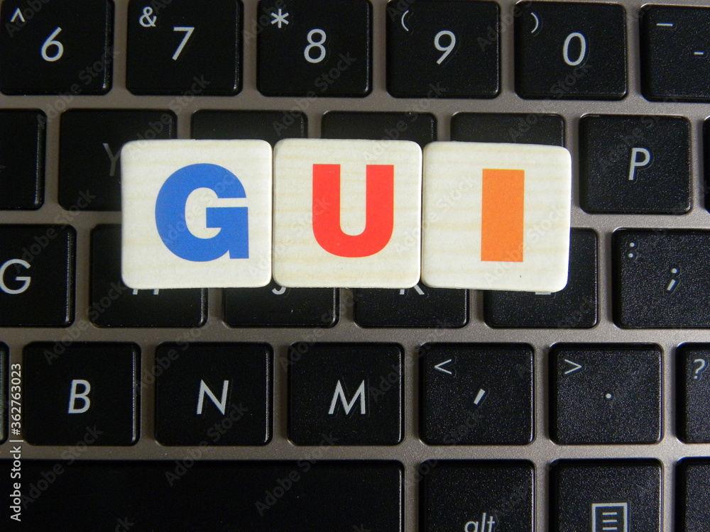 Poster abbreviation gui (graphical user interface) on keyboard background