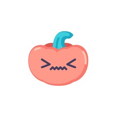 Annoyed pumpkin emoticon flat icon, vector sign, Confounded pumpkin face emoji colorful pictogram isolated on white. Symbol, logo illustration. Flat style design