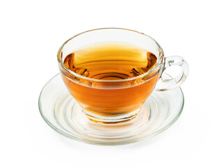 Transparent cup of tea isolated on white background ,include clipping path