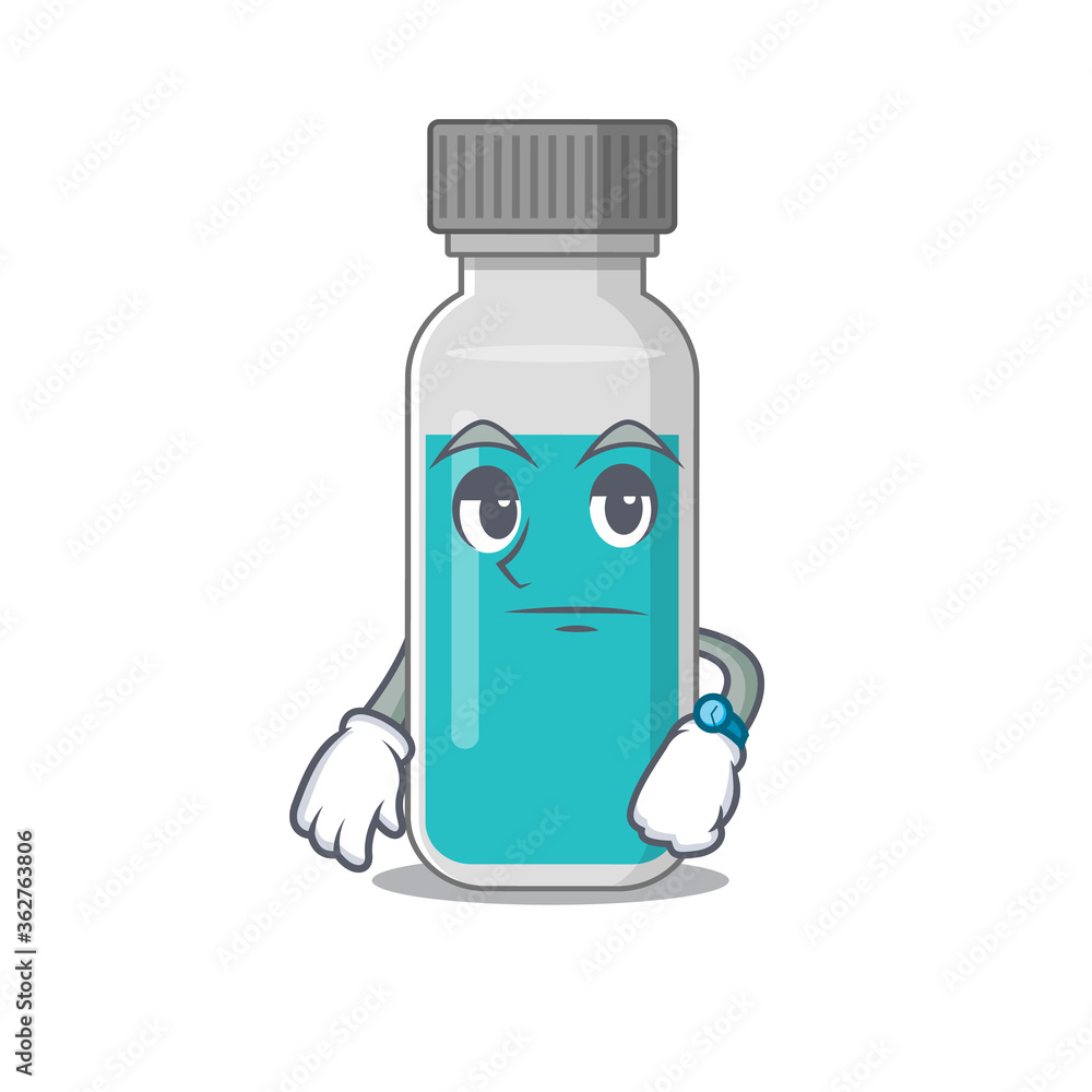 Wall mural Mascot design style of medical test bottle with waiting gesture