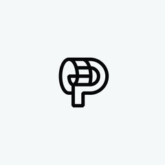 Letter P Roll Minimalist Abstract Creative icon Logo Design Template Element Vector