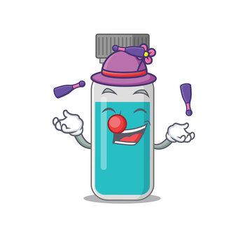 A medical test bottle cartoon design style love playing juggling