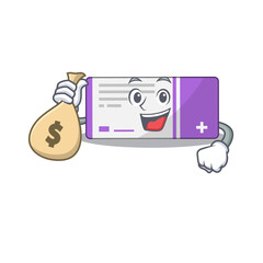 Crazy rich Cartoon picture of medicine box having money bags