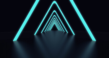 Abstract background, tunnel of glowing arcs. 3D render. - obrazy, fototapety, plakaty