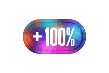 100 Percent increase 3d sign in multicolor isolated on white background, 3d illustration.