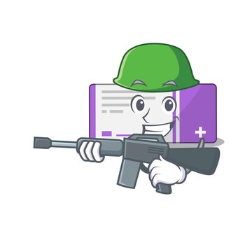 A charming army medicine box cartoon picture style having a machine gun