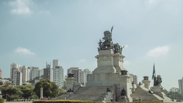 Timelapse with movement of Independence Park, Sao Paulo, Brazil