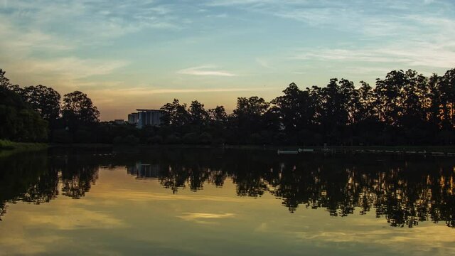 Timelapse of sunset in Ibirapuera park, Sao Paulo, Brazil