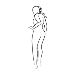 Obraz na płótnie Canvas hand drawn sketch line beauty woman body, fashion model on white background