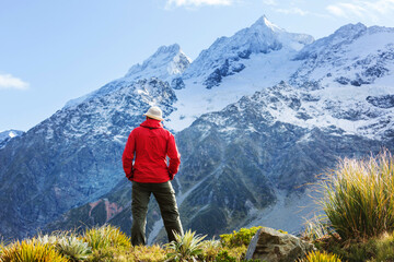 Naklejka na ściany i meble Hike in New Zealand mountains