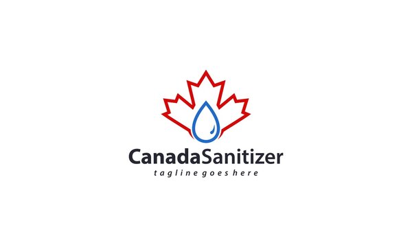 Canada Hand Sanitizer Label With Water Drop, Shield And Canada Design Vector Editable. Protection Campaign Or Measure From Coronavirus Or COVID 19 Protection Logo.