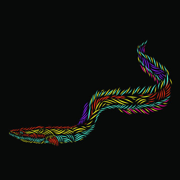 recommend clip art: the eel line pop art potrait logo colorful design with dark background