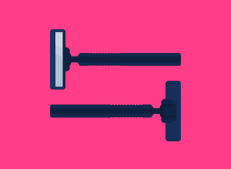 Flat vector razor isolated on color background