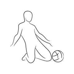 hand drawn soccer player, football player vector illustration on white background