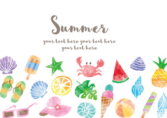 夏イラスト_フレーム_水彩02