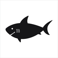Obraz premium Shark silhouette, shark icon, fish icon. isolated sign symbol