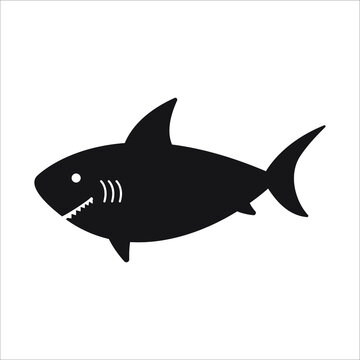 Shark silhouette, shark icon, fish icon. isolated sign symbol