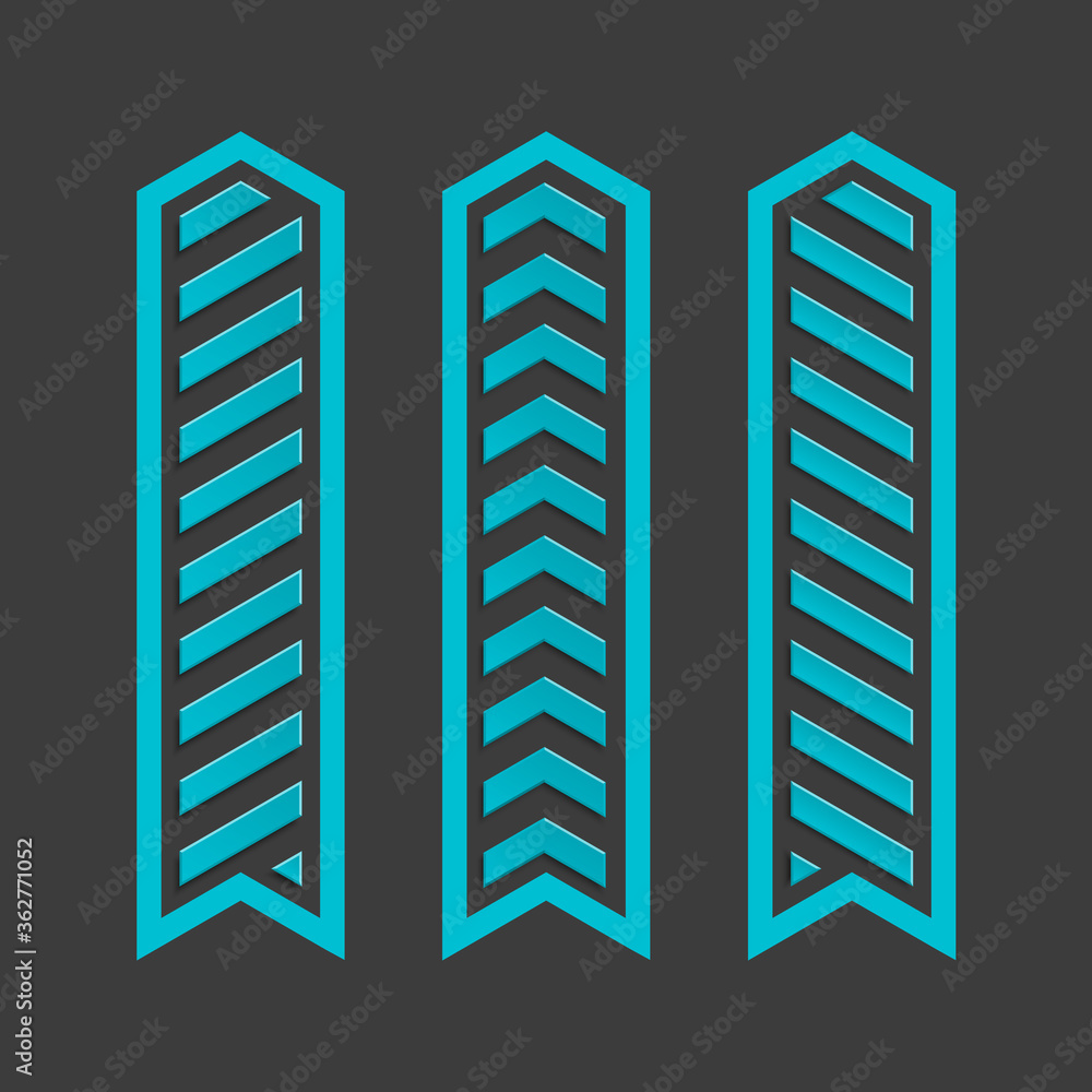 Poster Arrow banners set. Direct circle shape. 3d Abstract arrow background. Business infographic presentation diagram. Section compare service trend. Paper arrows index. Exact pointer banner