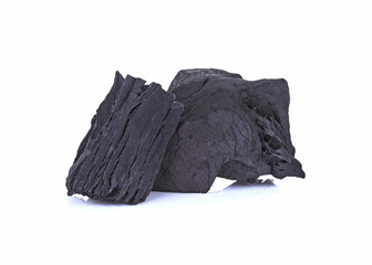 Natural wood charcoal traditional charcoal or hard wood charcoal on white background