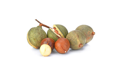 macadamia nuts on white background