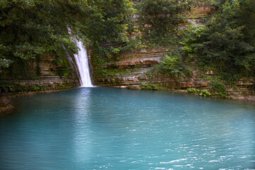 Fototapeta na wymiar Erfelek waterfall in Sinop and green landscape